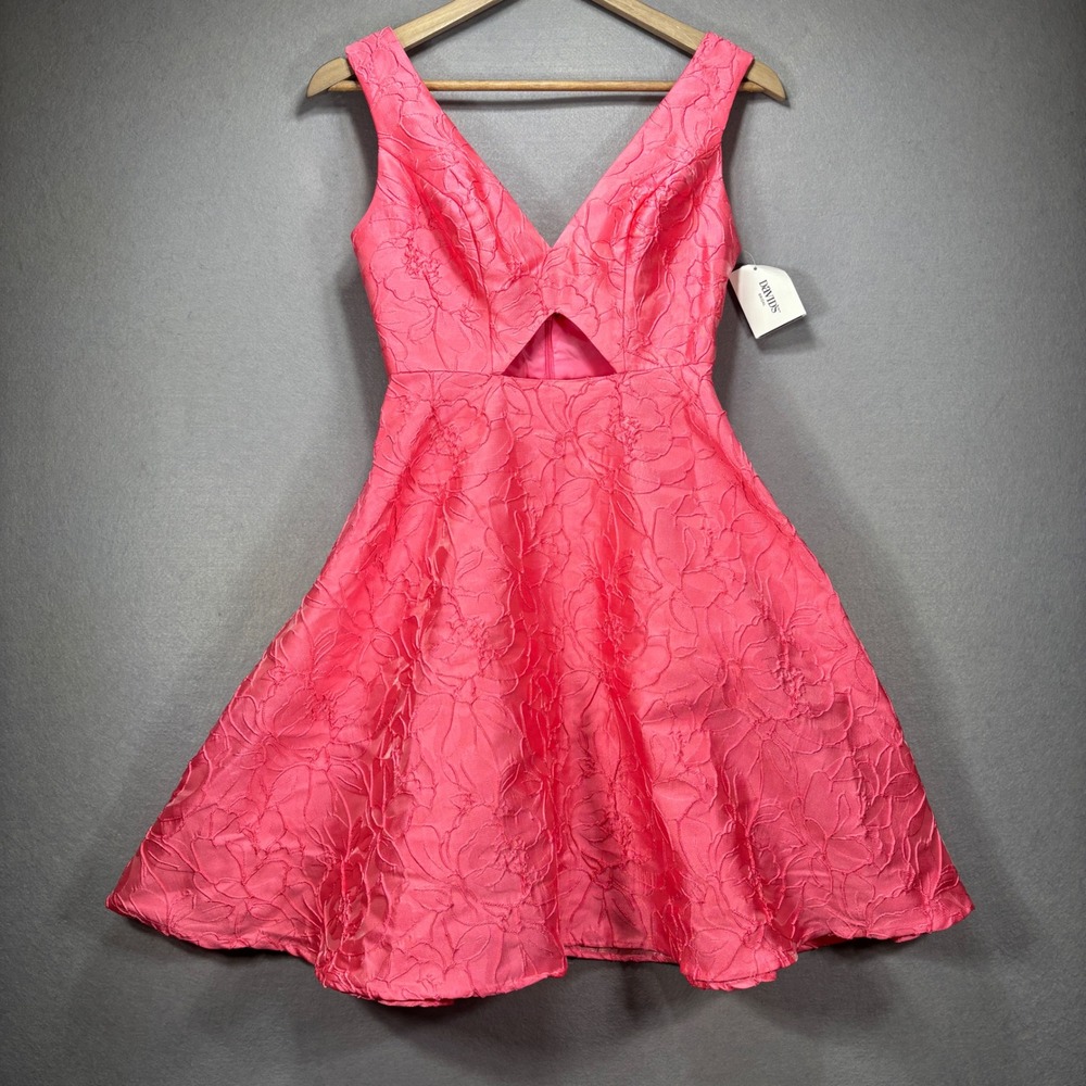 Jules & Cleo Jacquard Cutout‎ A-Line Dress Size 0 Petunia Pink NWT Davids Bridal
